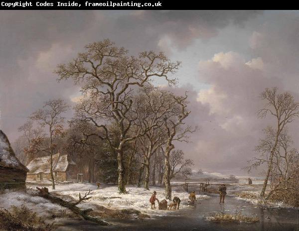 Andreas Schelfhout Figures in a Winter Landscape